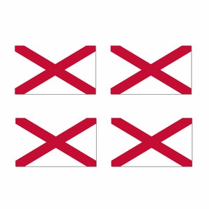 Può includere: Quattro croci di Sant'Andrea rosse e bianche su uno sfondo bianco. Le croci sono disposte in una griglia 2x2.