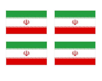 Lot de 4 transferts sérigraphiés Drapeau de l'Iran pour tissus lavables en machine Patch drapeau de l'Iran