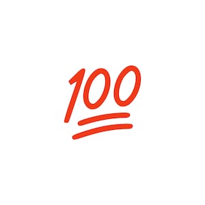 May include: Red 100 emoji with two lines underneath, indicating approval or agreement.
