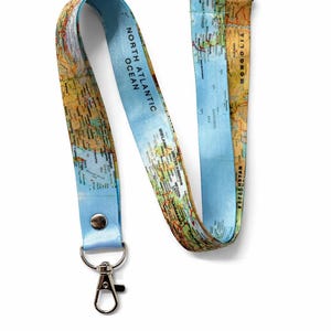 World Map Lanyard neck strap, ID HOLDER Safety Breakaway Clip UK Stock