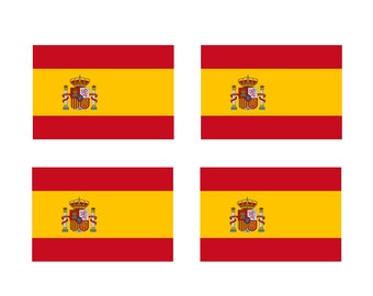 Set of 4 x Spain Flag Temporary Tattoo Waterproof Lasts 1 week Flag for country support football Spanish Team