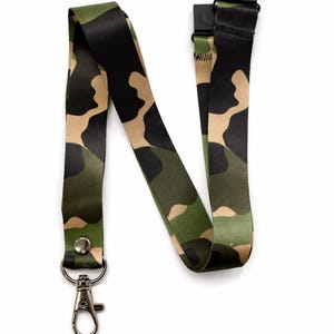 Nekkoord met camouflagekoord, ID-HOUDER Safety Breakaway-clip VK-voorraad