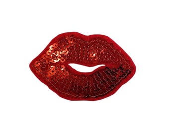 Lips Sequin Patch Iron on or Sew on Love lip Kiss mark Valentines day