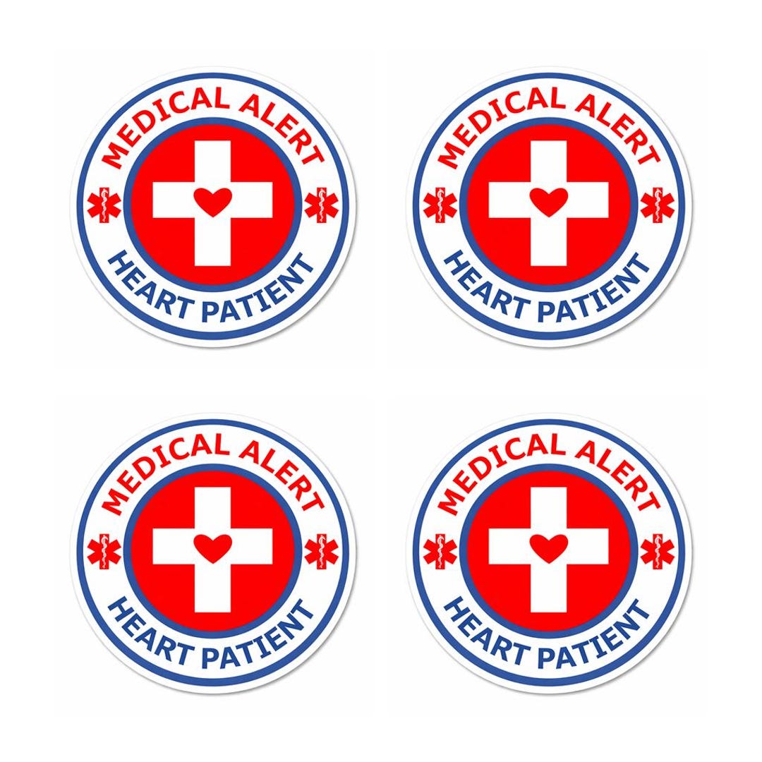 4 PACK Medical Alert Heart Patient Awareness Waterproof Matte Vinyl ...