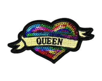 Parche para planchar o coser con lentejuelas Queen Parches decorativos, purpurina La realeza, realeza