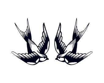 Set of 2 x Swallow Temporary Tattoo neck face bird swift feather hand body art