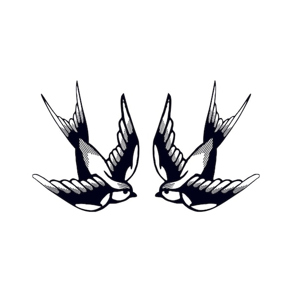 Ensemble de 2 x Hirondelle tatouage temporaire cou visage oiseau rapide plume main corps art