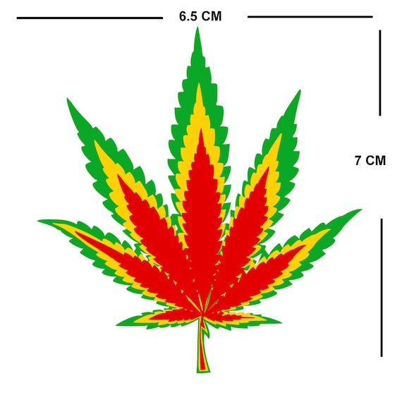 ラスタカラーの大麻草DIYアイロンプリントパッチ2枚セット。布用。麻 