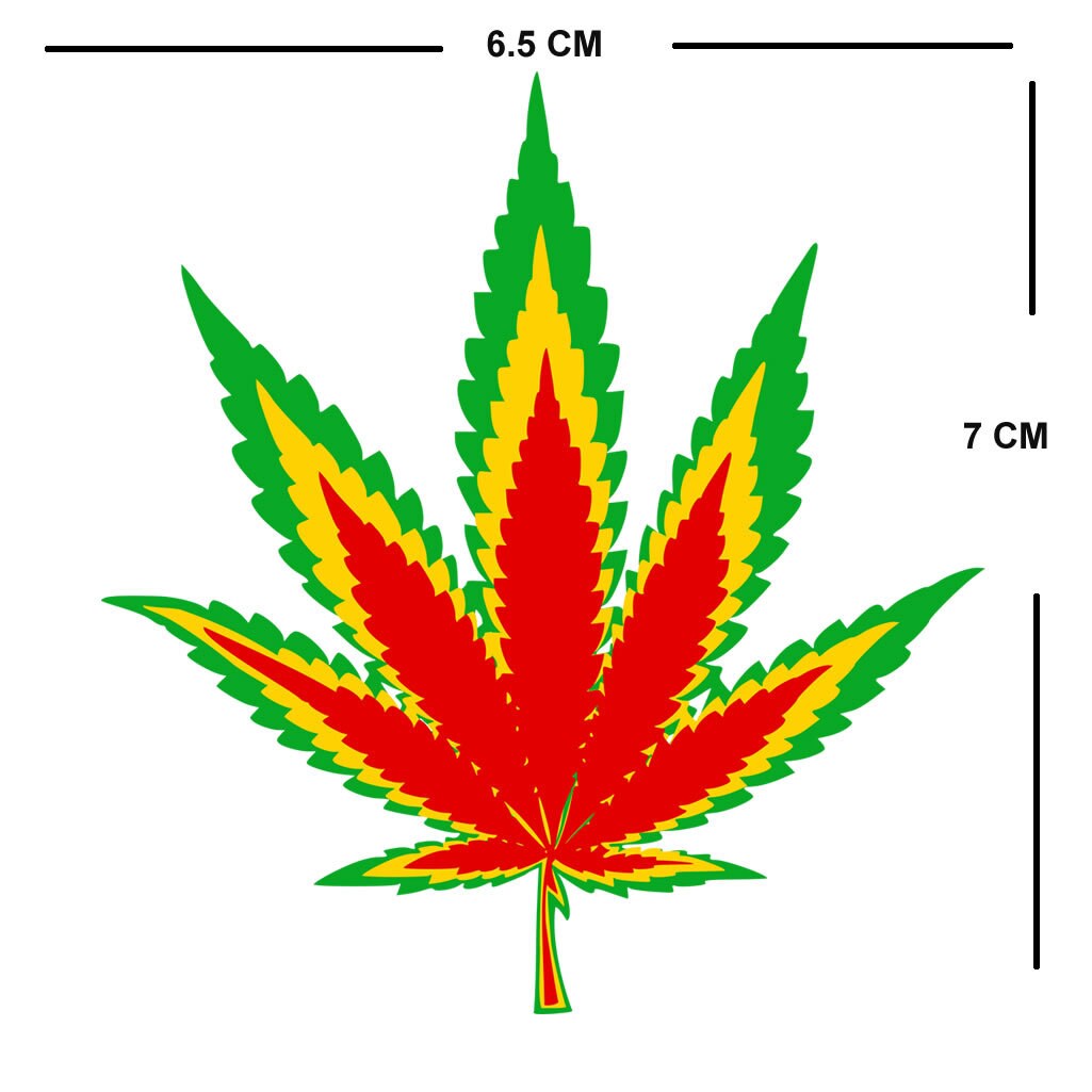 ラスタカラーの大麻草DIYアイロンプリントパッチ2枚セット。布用。麻