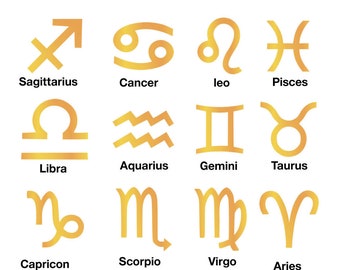 Star Signs Iron on DIY Screen Print Transfer patch for fabric Astrological Signs