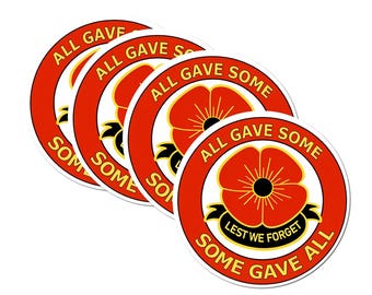 4 PACK Poppy waterproof Matte vinyl sticker Lest we forget remembrance day D day