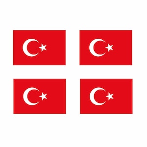 Set of 4 Turkey Flag Iron on Screen Print Transfers for Fabrics Turkish