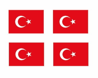 Set of 4 Turkey Flag Iron on Screen Print Transfers for Fabrics Turkish