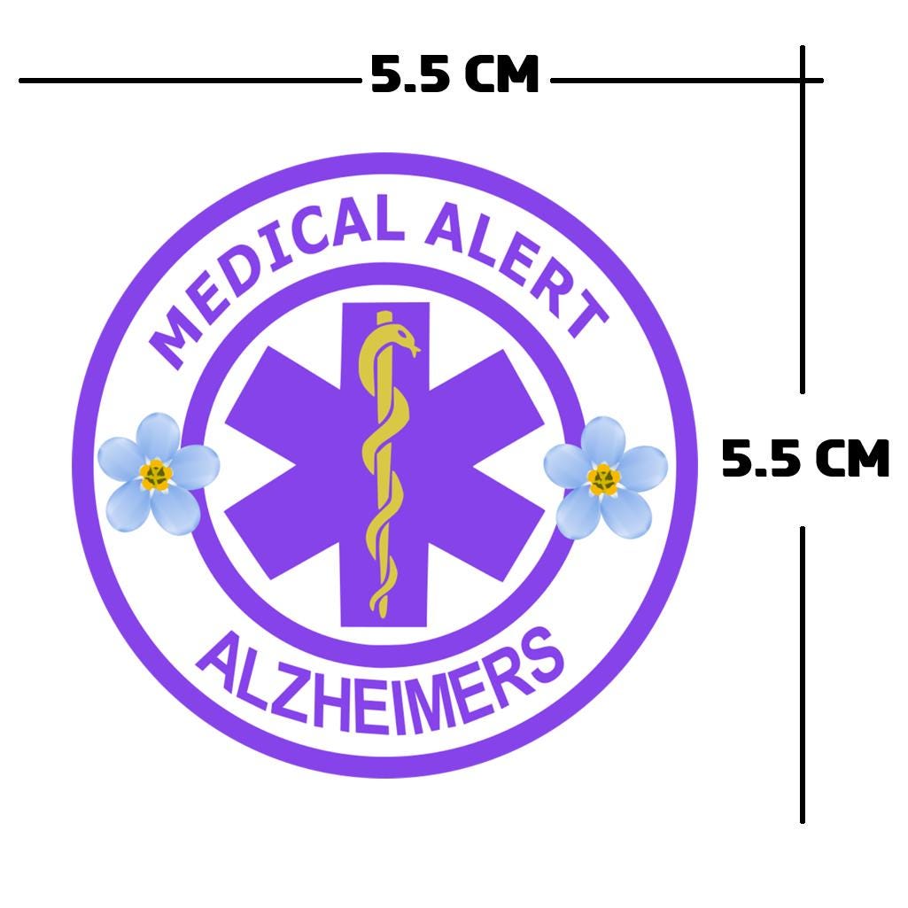 Medical Alert Alzheimer Iron on Transfer Patch for Fabrics Dementia ...