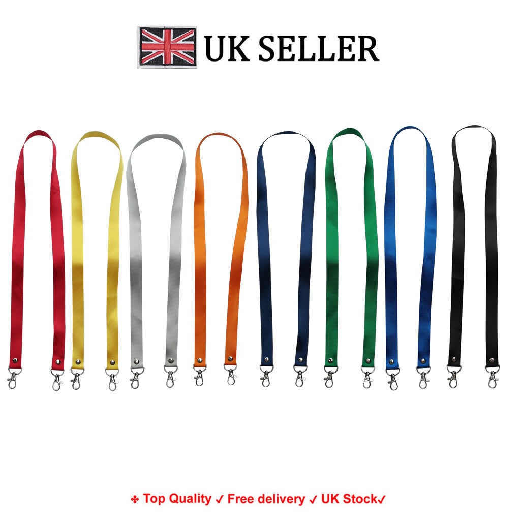 Printed or plain double clip Lanyard - Personalised, custom, neck str…