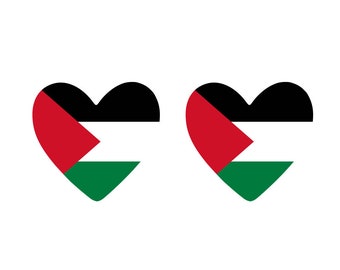 2 x  Palestine Heart Flag Temporary Tattoo Palestinian Team  Flag