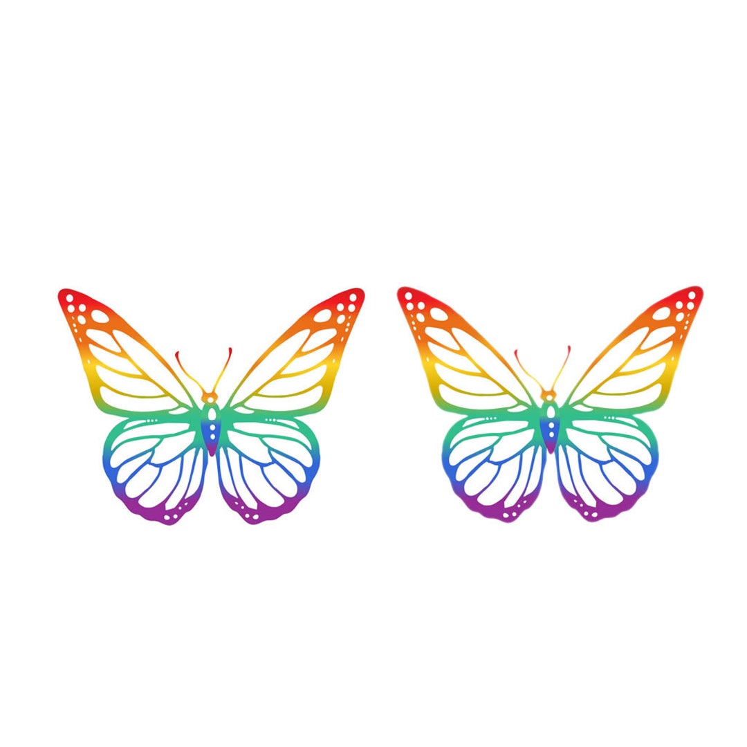 Set of 2 X Rainbow Butterfly TEMPORARY TATTOO Lgbt Lgbtq Butterflies