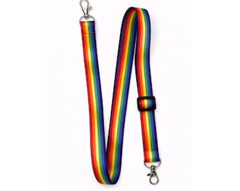 LGBT rainbow Double clip adjustable Lanyard neck strap ID holder bag LGBTQ gay pride