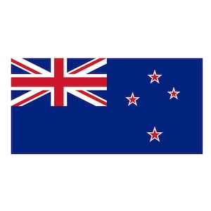 May include: The flag of New Zealand, a blue field with a red Union Jack in the upper left corner and four red five-pointed stars in the lower right corner.