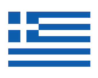 Set of 2 GREEK Flag Iron on Screen Print Transfers for Fabrics Machine Washable GREECE Flag patch