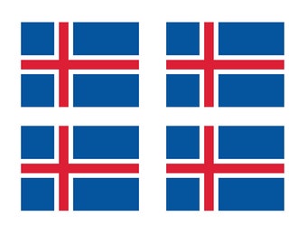 Set of 4x Iceland Flag Iron on Screen Print Transfers for Fabrics Icelandic Team