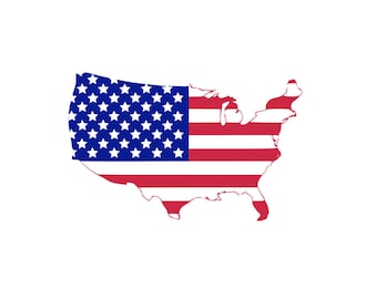 USA-karta Stryk-på skärmtryck Tygapplikation maskintvättbar transfer USA FLAGGA