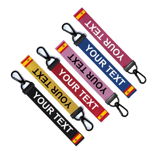 Personalised Spanish Flag Key Chain Keyring Luggage Tag Zipper Pull Bag Ring Key Ring South Spain