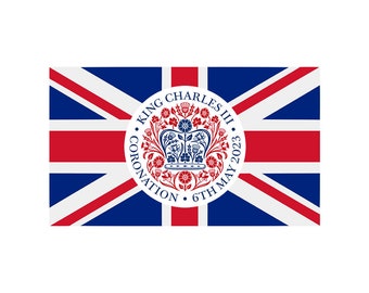 King Charles Coronation Emblem Iron on Transfers for Fabrics Union jack UK FLAG reino unido