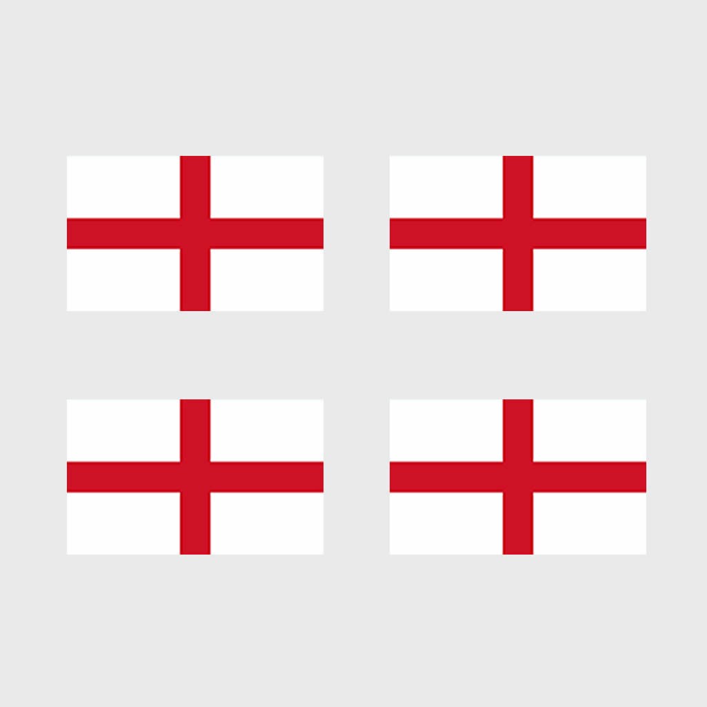 Set of 4 ENGLAND Flag Temporary Tattoo Waterproof Lasts 1 week Flag for country support six nations,rugby, football,cricket ENGLISH FLAG