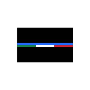 Può includere: Una bandiera a linea blu sottile con una striscia verde, bianca e rossa.