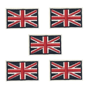 Set of 5X Union jack Embroidery Patch Iron on or Sew on Embroidered Motif Transfer UK flag United Kingdom GB