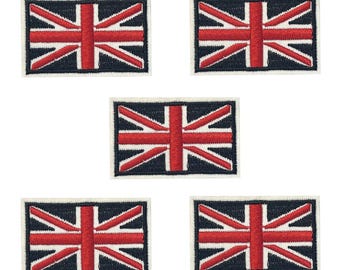 Toppa Ricamata Union Jack Bandiera Regno Unito - 7x3,5 Cm - Termoadesiva - Prodotta In UE