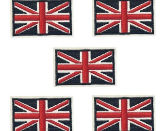 Toppa Ricamata Union Jack Bandiera Regno Unito - 7x3,5 Cm - Termoadesiva - Prodotta In UE