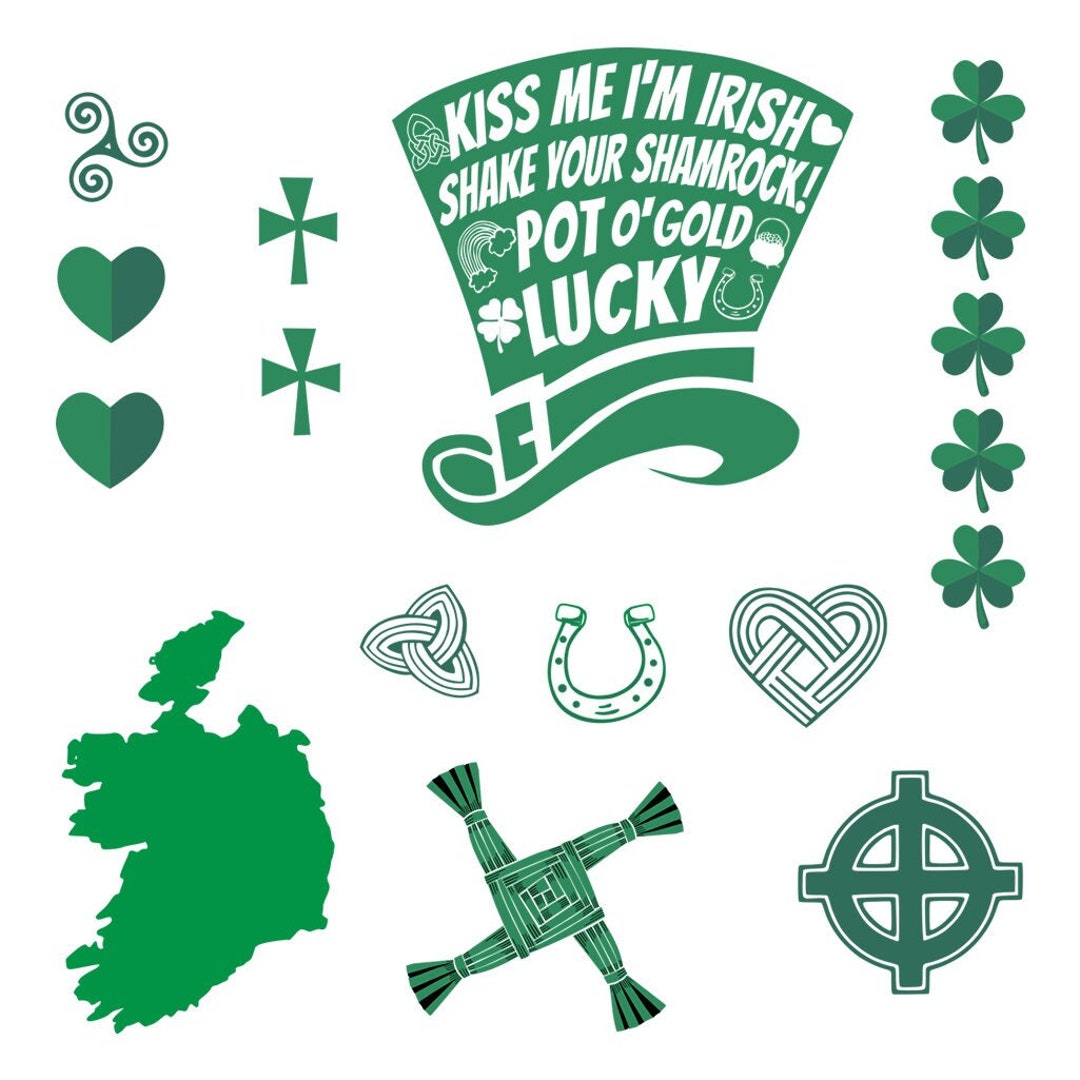 Set of 17 X Irish Temporary Tattoo Ireland Map Shamrock Etsy