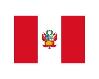 Satz von 2 x Peru FLAG Eisen auf Sieb Druck Transfers für Stoffe Maschine waschbare Patch peruanische Flagge