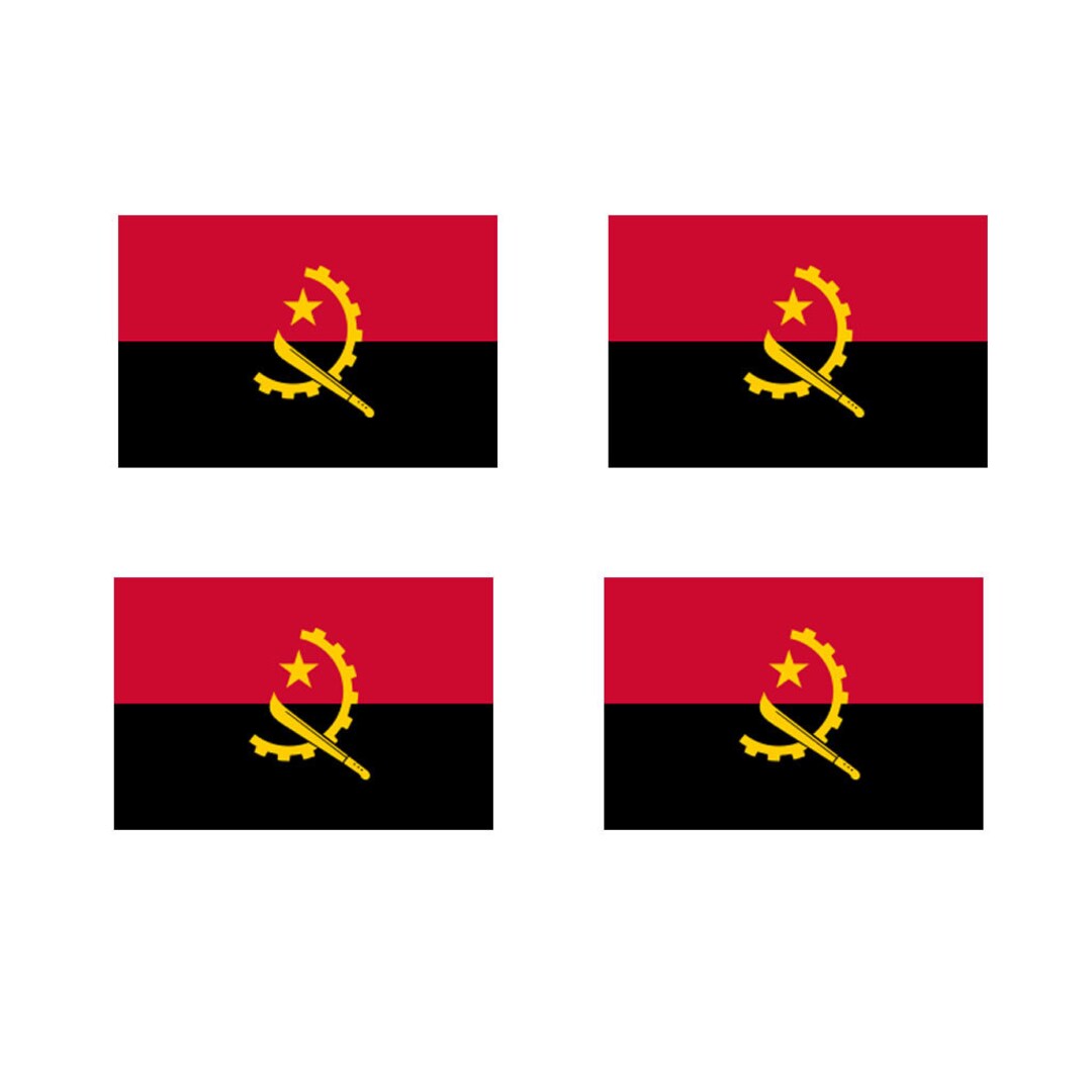 Set of 4 X Angola Flag Iron on Screen Print for Fabric Machine Washable ...