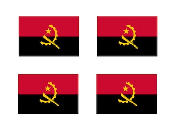 Juego de 4 banderas de Angola, serigrafía termoadhesiva para tela, transferencia lavable a máquina, angoleña