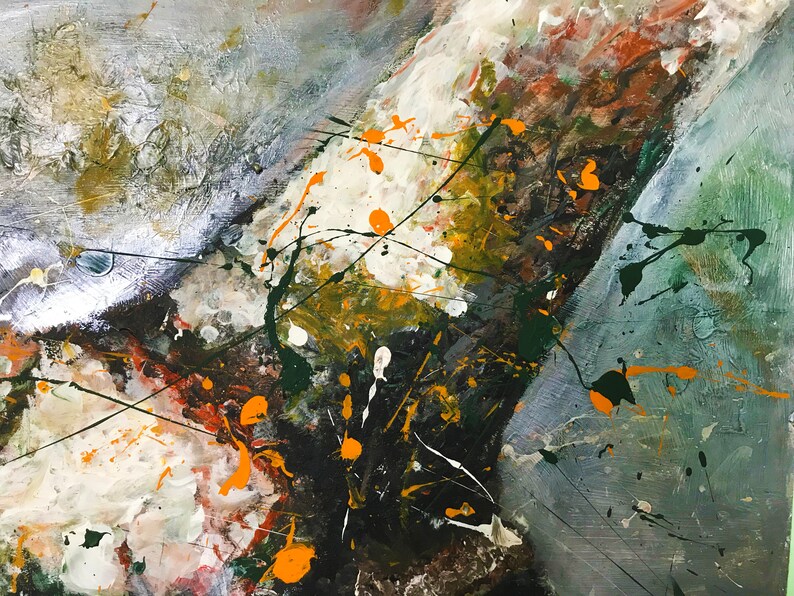 Large Modern Acrylic Painting on Plywood Board Set in Resin Etsy