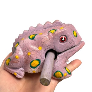 4&quot; Large Wooden Musical Lavender Frog Percussion Instrument