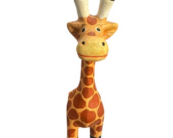 6" Wooden Long Neck Giraffe Figurine
