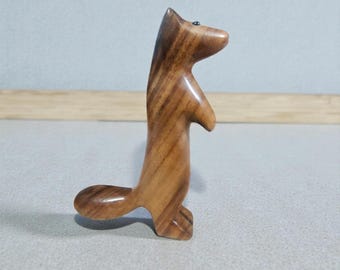Handcrafted Mango Wood Otter Figurine | Wooden Otter Sculpture | Artisan Nature Decor