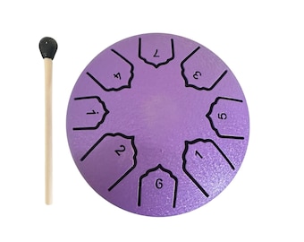 Purple Steel Rain Drum  4 Inch Percussion Instrument with Mallet