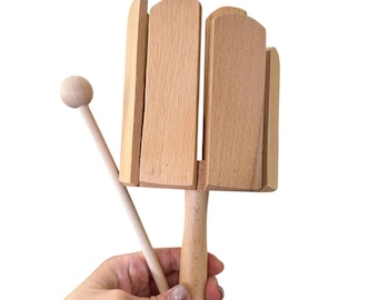 8-Tone Wooden Agogo Percussion Block with Mallet