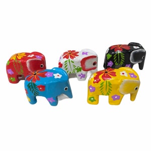 Painted Wooden Elephant Decoration Figurine