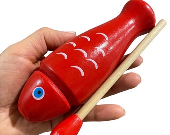 Red Fish Percussion Temple Block Musical Instrument