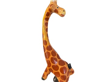 Hand-Painted Wooden Giraffe Figurine – Artisan Home Décor
