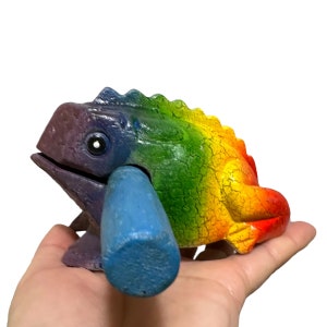 4&quot; Large Wooden Musical Rainbow Frog Percussion Instrument
