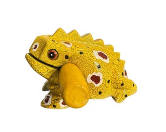 4" Wooden Musical Frog - Mustard Design | Percussion Instrument