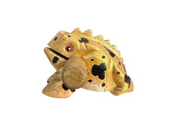 1.5" Wooden Musical Frog - Egyptian Golden Design | Percussion Instrument