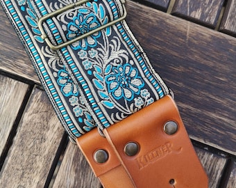 Guilded Leaf Leather Guitar Strap